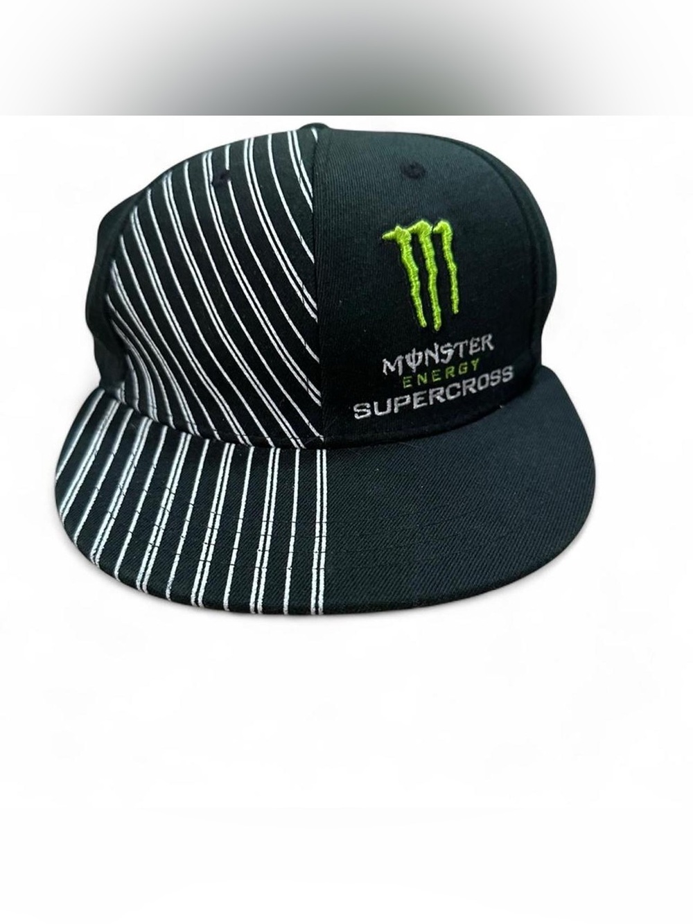 Monster Energy Supercross Black and White Striped Colorblock OS Hat